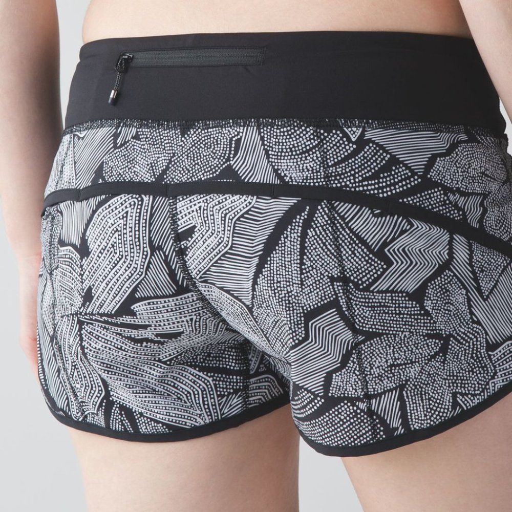 Lululemon Black and White Print Speed Shorts